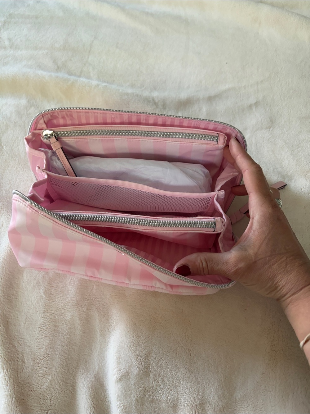 Victoria's Secret Pink and White Striped Cosmetic Train Case - Picture 2 of 3